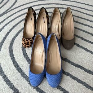 J. Crew Heels Trio - Leopard, Blue, Gray